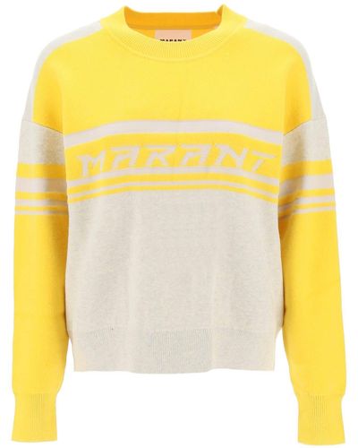 Isabel Marant Isabel Marant Etoile 'callie' Jacquard Logo Sweater - Yellow
