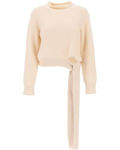 Fendi Wool And Cashmere Jumper With Sash - Natural