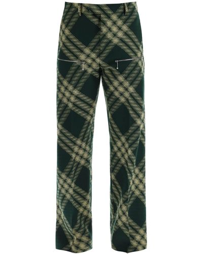 Burberry Pantaloni workwear in pied de poule - Verde