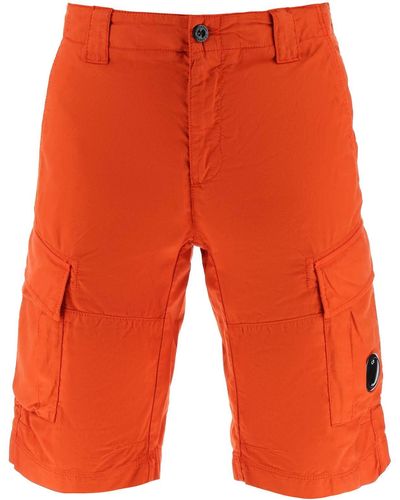 C.P. Company Ottoman Cotton Cargo Shorts - Orange