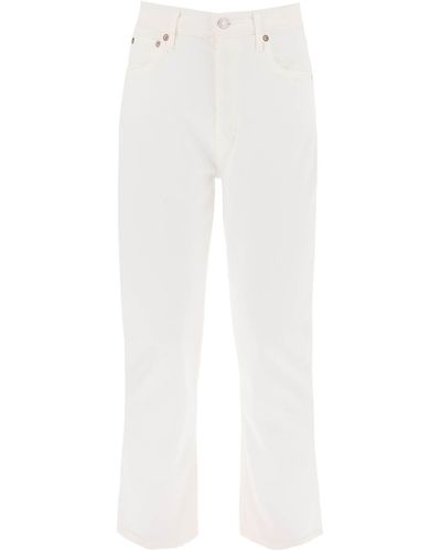 Agolde Jeans Cropped A Vita Alta Riley - Bianco