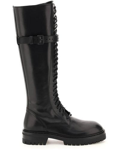 Ann Demeulemeester Alec Leather High Combat Boots - Black
