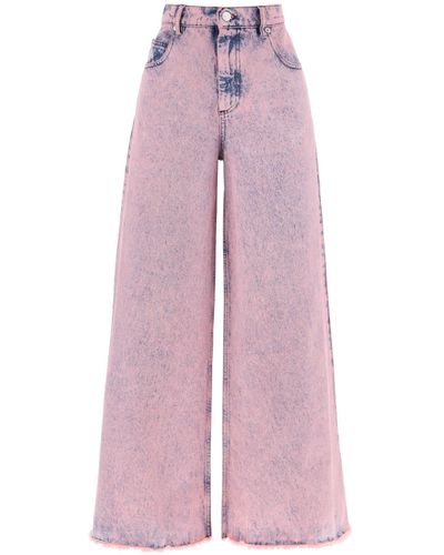 Marni Wide Leg Jeans In Overdyed Denim - Pink