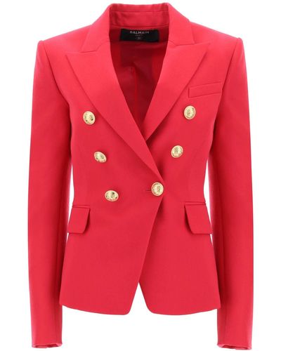 Balmain Fitted Double-breasted Jacket - Red