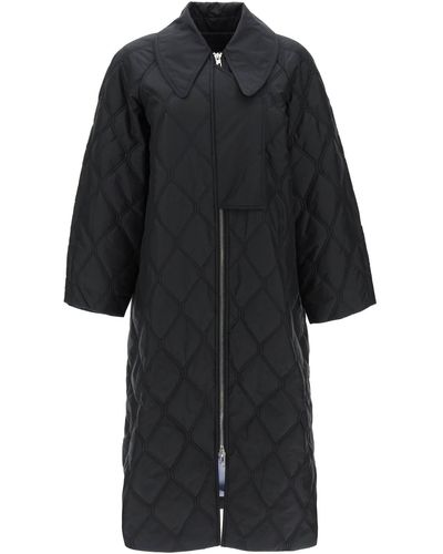 Ganni Quiled Coat - Black