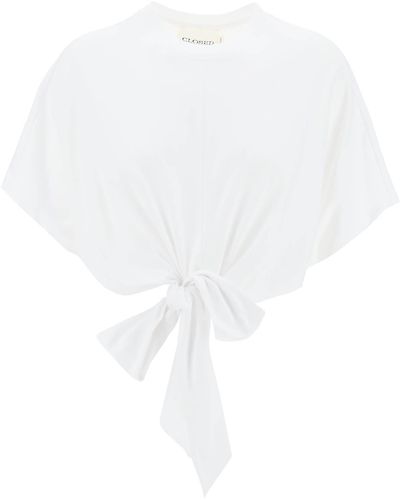 Closed T-Shirt With Knot Detail - White