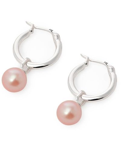 Hatton Labs Pink Pearl Hoop Earrings - White