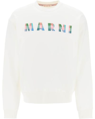 Marni Sweatshirt With Plaid Logo - White