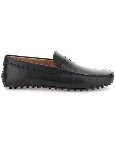 Tod's Leather Gommino Driver Loafers - Grey
