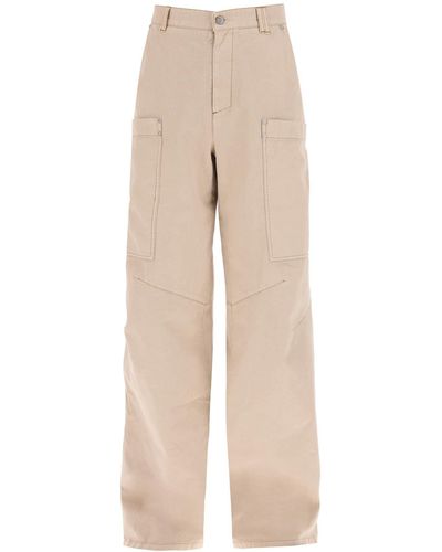 Palm Angels Wide-leg Cotton Cargo Trousers - Natural