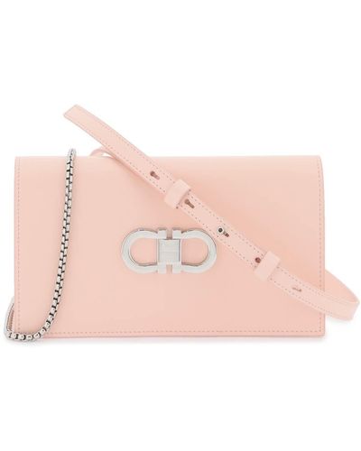 Ferragamo Mini Crossbody Bag With Gancini - Pink