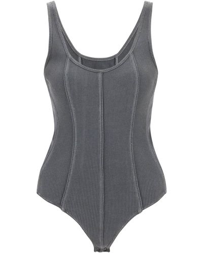 Agolde 'elna' Rib Knit Tank Bodysuit - Gray