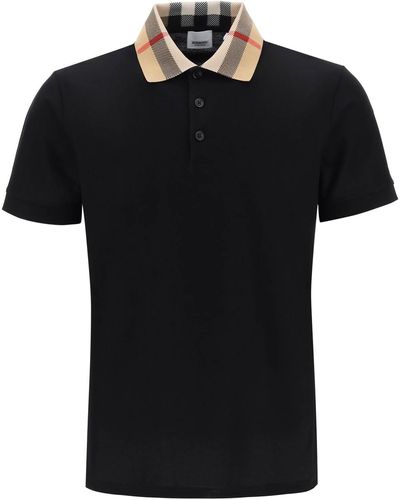 Burberry Check Collar Cody Polo Shirt - Black