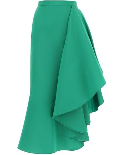 Alexander McQueen Asymmetric Skirt With Maxi Flounce - Green