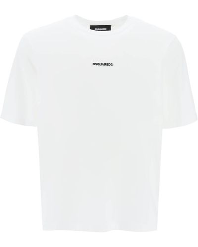 DSquared² T Shirt Slouch Fit Con Stampa Logo - Bianco