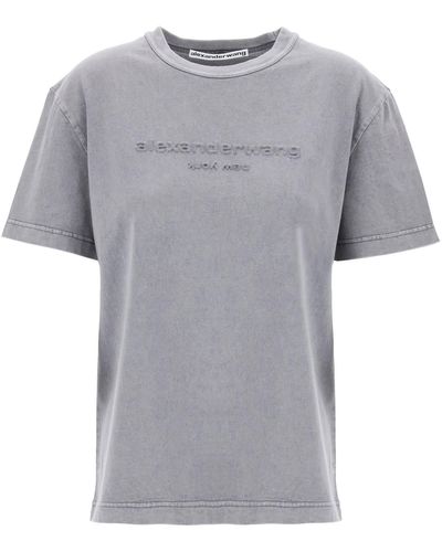 Alexander Wang T-shirt con logo in rilievo - Grigio