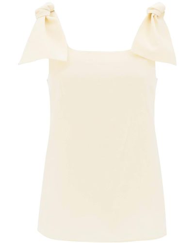 Chloé Chloe' Tank Top With Bows On Shoulders - Natural
