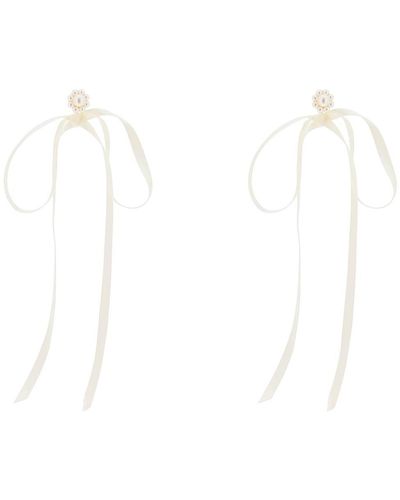 Simone Rocha Button Pearl Earrings With Bow Detail - White