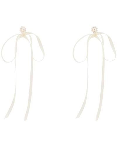 Simone Rocha Button Pearl Earrings With Bow Detail - White