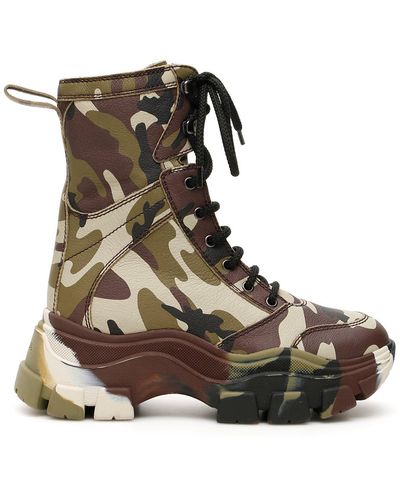 Prada Camouflage Combat Boots - Green