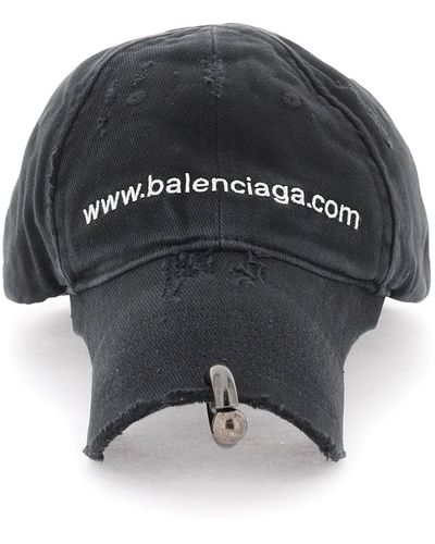 Balenciaga Cappello baseball Front Piercing Bal.com - Nero
