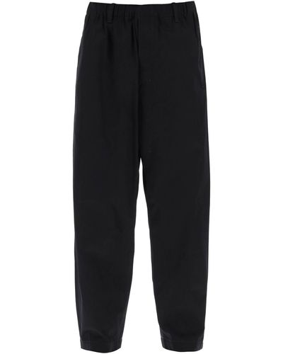 Lemaire Loose Pants In Cotton Twill - Black