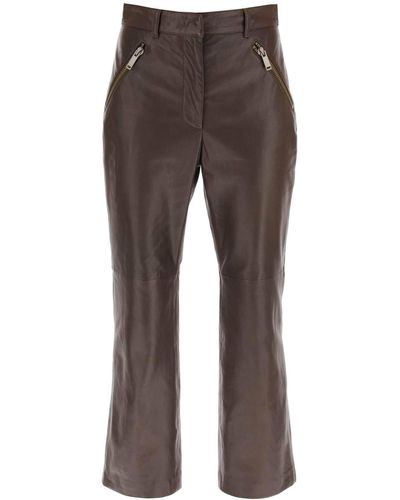 Weekend by Maxmara 'fibra' Leather Cropped Pants - Brown