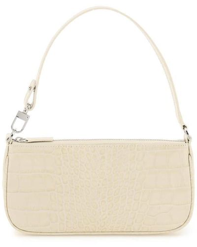 BY FAR Croco Embossed Leather Rachel Bag - White
