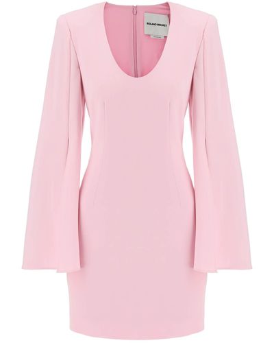 Roland Mouret "Mini Dress With Cape Sleeves" - Pink