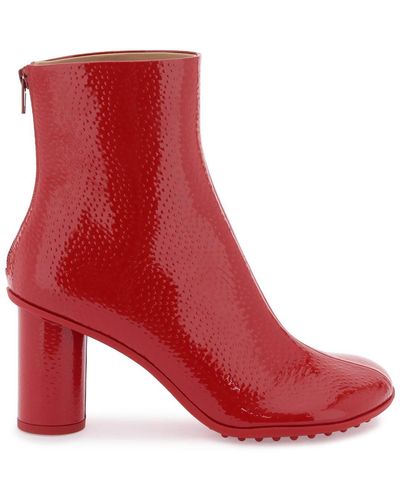 Bottega Veneta Stivaletti 'Atomic' in pelle effetto fragola - Rosso