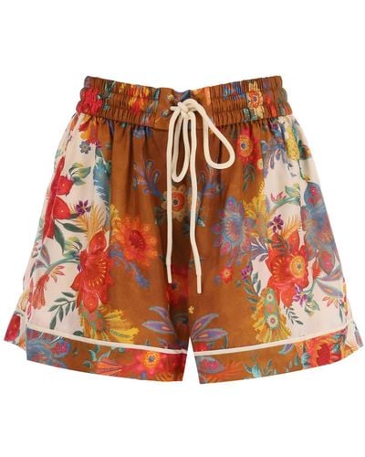 Zimmermann SHORTS 'GINGER' CON FANTASIA FLOREALE - Rosso