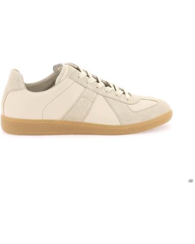 Maison Margiela Leather Replica Sneakers In - Natural