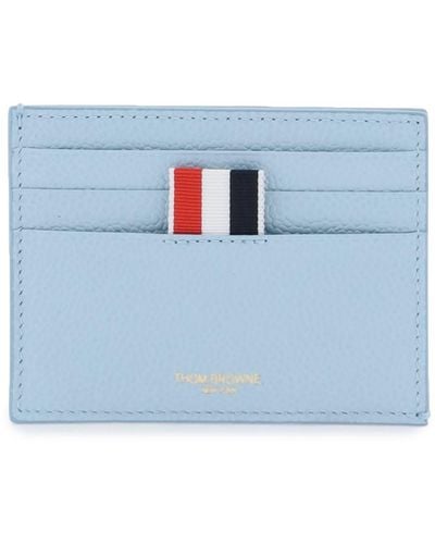 Thom Browne 4-Bar Leather Card Holder - Blue