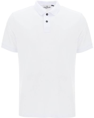 Stone Island Slim Fit Polo Shirt With Logo Patch - White