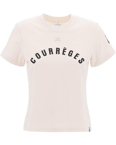 Courreges "Ac Straight T-Shirt With Print - Pink