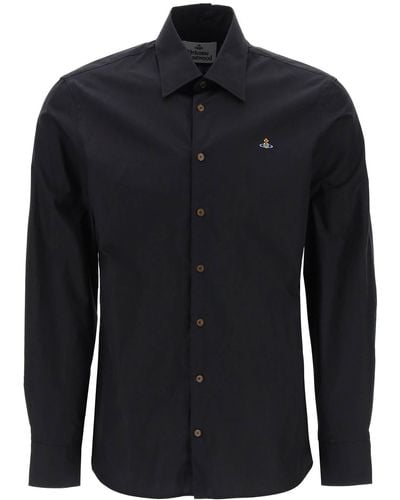 Vivienne Westwood Ghost Shirt With Orb Embroidery - Blue