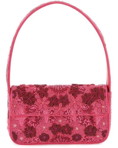 STAUD 'blossom Garden Party' Tommy Beaded Shoulder Bag - Red