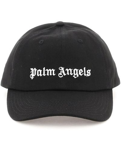 Palm Angels Cappello Da Baseball Nero Con Logo Bianco Fronte e Retro