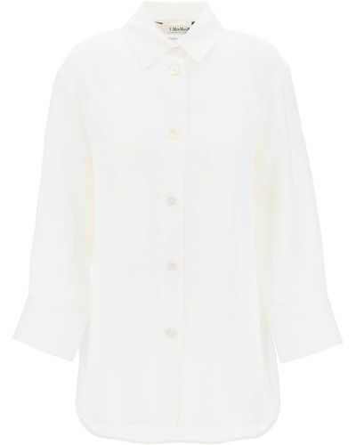Max Mara Daria Linen Shirt With Three-Quarter Sleeves - White