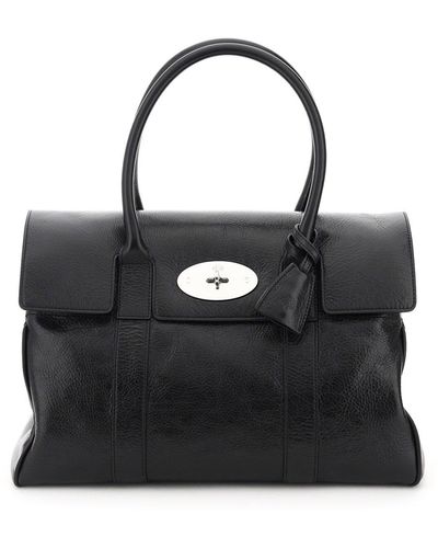 Mulberry High Shine Grained Leather Bayswater Bag - Black