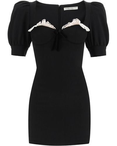 Alessandra Rich MINI ABITO CON PIZZO - Nero