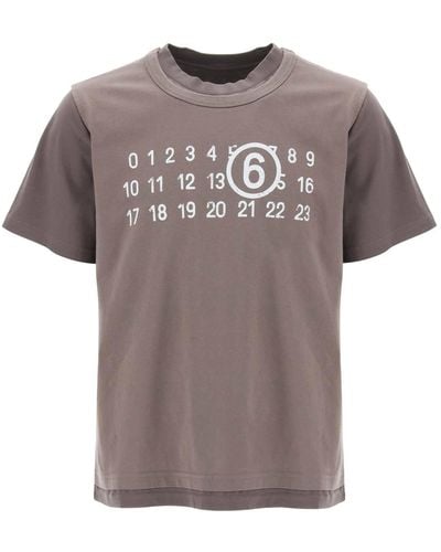MM6 by Maison Martin Margiela Layered T-Shirt With Numeric Signature Print Effect - Multicolour