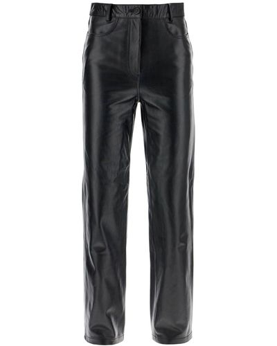 Totême Straight Leather Trousers For - Black