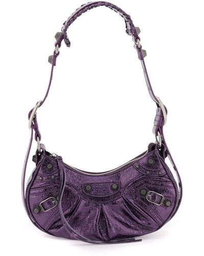 Balenciaga Le Cagole Xs Leather Shoulder Bag - Purple