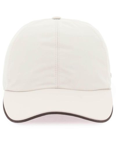 Zegna Baseball Cap With Leather Trim - Natural