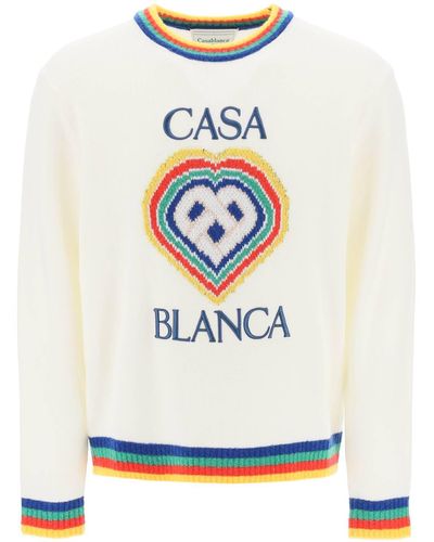Casablancabrand Heart Virgin Wool Jumper - White