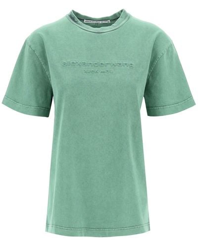 Alexander Wang "Raised Logo T-Shirt With Emb - Green