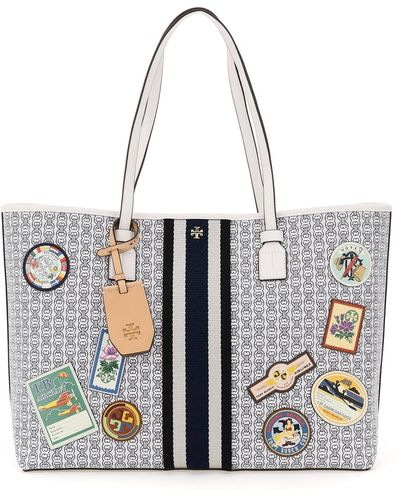 Tory Burch Gemini Link Canvas Patches Tote - White