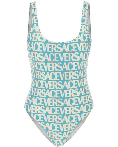 Versace Logo-print Open-back One-piece - Blue