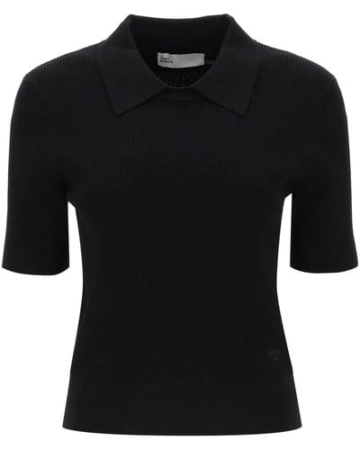 Tory Burch Knitted Polo Shirt - Black